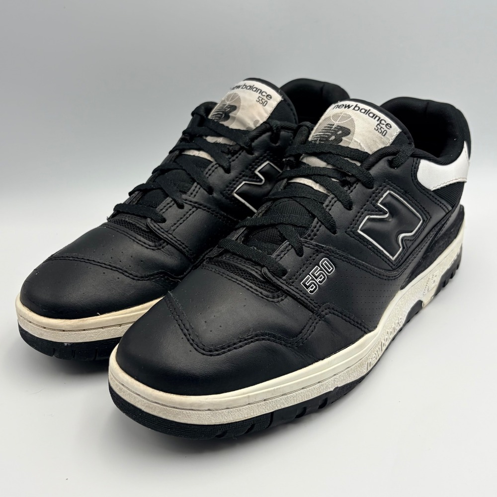 New Balance 550 Mens Size 11 Black White Leather Sneakers Panda BB550SV1 Low Top